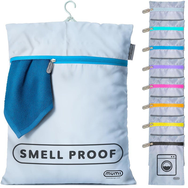 MUMI Travel Laundry Bag â€“ Moisture & Smell-Proof Clothes Bag with Folding Hanger & Outer Pouch | Large Laundry Storage Bag for Suitcase, Gym & Packing | Dirty Clothes Organizer (Blue) - Image 1